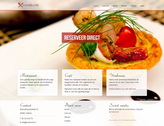 Laat sfeer spreken op je nieuwe website met het Mes&Vork ontwerp. Een website is het verlengde van je onderneming. Laat je onderneming goed tot zijn recht komen op het internet met dit ontwerp.